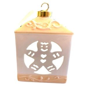 Peach Ceramic Color Changing or Solid White Light Ornament & Place Cardholder
